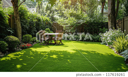 Yard with Wooden Table 117619261