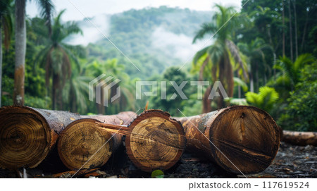Pile of Logs in Rainforest 117619524