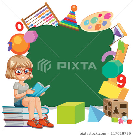 Child Reading with Educational Tools 117619759