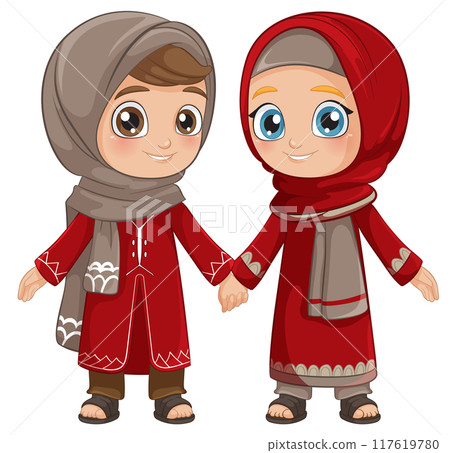 Muslim Children Holding Hands 117619780