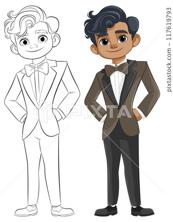 Elegant Tuxedo Character Illustration 117619793
