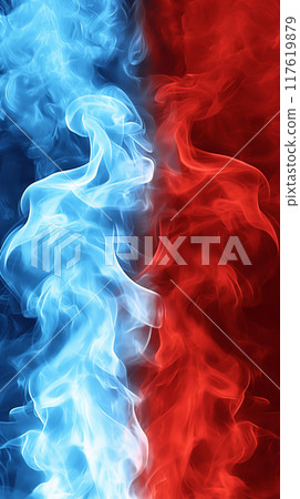 “相對紅色和藍色火焰背景。” “相對紅色和藍色火焰背景。” 117619879