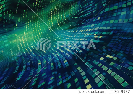 Abstract Digital Waveform with Glowing Particles 117619927