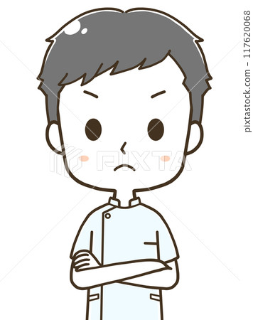 一位年輕男護士注意的上半身插圖 一位年輕男護士注意的上半身插圖 117620068