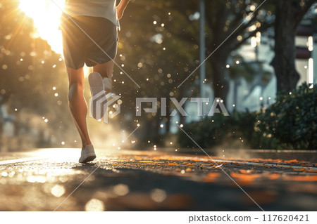 一個人慢跑的腳 117620421