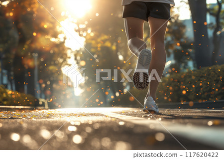 一個人慢跑的腳 117620422