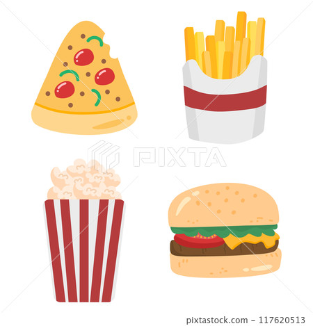 hand drawn junk food doodle  117620513