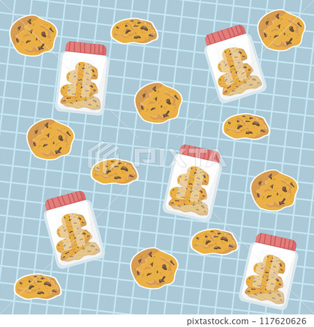 chocolate chip cookie seamless pattern 117620626