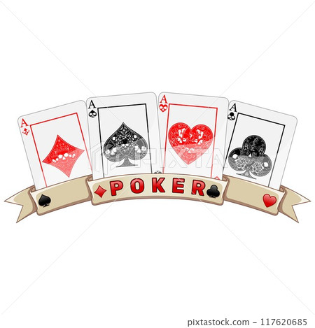 Death poker cards with ribbons 117620685