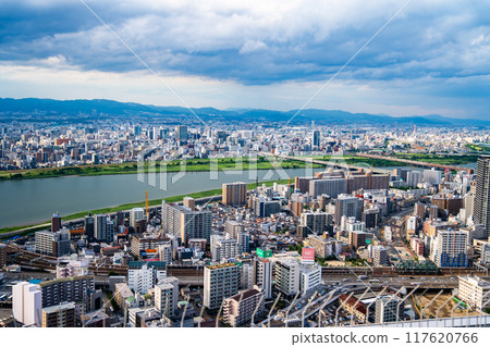 View from Umeda Sky Building in Osaka, Japan View from Umeda Sky Building in Osaka, Japan 117620766