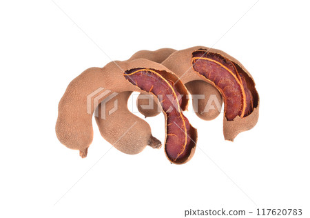 fresh tamarind fruit isolated on white background 117620783