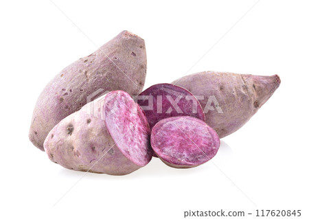 purple yams isolated on white background. purple yams isolated on white background. 117620845