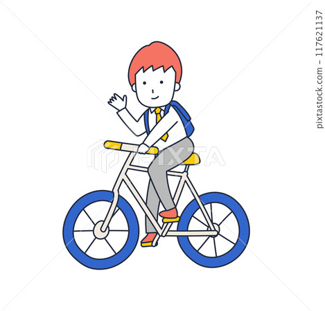 Young smiling businessman commuting by bicycle 117621137