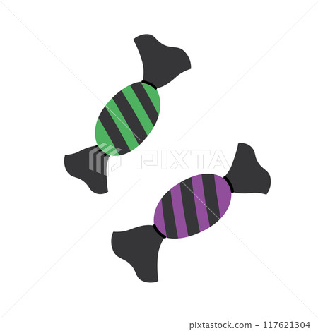 A colorful vector illustration of Halloween candies and sweets, perfect for spooky and festive holiday designs. Flat cartoon style image, fun and playful spirit of trick or treat for party invitation A colorful vector illustration of Halloween candies and sweets, perfect for spooky and festive holiday designs. Flat cartoon style image, fun and playful spirit of trick or treat for party invitation 117621304