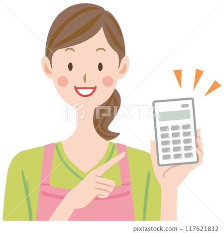 一個家庭主婦用計算器的插圖 117621832