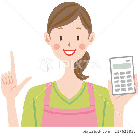 一個家庭主婦用計算器的插圖 一個家庭主婦用計算器的插圖 117621833