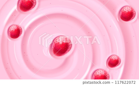 Pink yogurt or ice cream texture with strawberry Pink yogurt or ice cream texture with strawberry 117622072