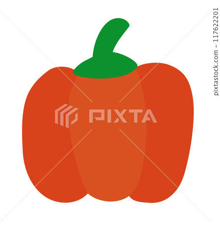 Red paprika Pepper. Vegetable Vegan raw. Vegetarian food. Farm market product. Vector flat illustration. 117622201