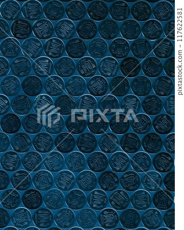 Large number of coins in rows. Background image. The coins of Ukraine are laid out in a continuous coating, with the coat of arms side visible. Large number of coins in rows. Background image. The coins of Ukraine are laid out in a continuous coating, with the coat of arms side visible. 117622581
