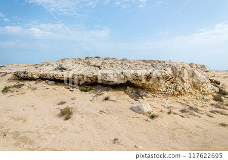 Limestone hillocks at Purple Island at Al Khor in Qatar 117622695