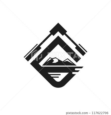 letter g logo with excavator concept, for heavy equipment branding, vector design 117622706
