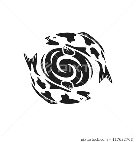 yin yang koi fish logo icon vector element design template 117622708