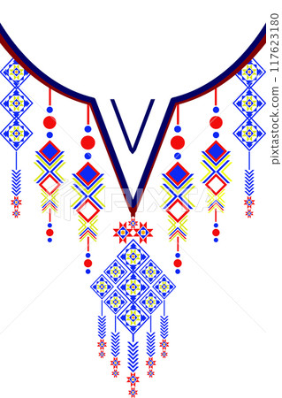 neckline embroidery. neckline embroidery ethnic collar lace oriental pattern. neckline embroidery designs for dress, textile, fabric, cloth, fashion women, fashion men, print 117623180