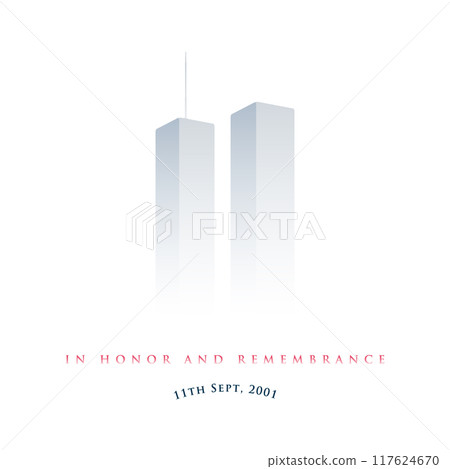 Minimalist twin towers with remembrance text for 9/11 Minimalist twin towers with remembrance text for 9/11 117624670