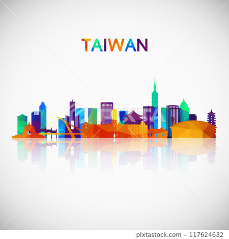 Taiwan skyline silhouette in colorful geometric style.  117624682