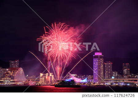 Kobe fireworks and city night view Kobe fireworks and city night view 117624726