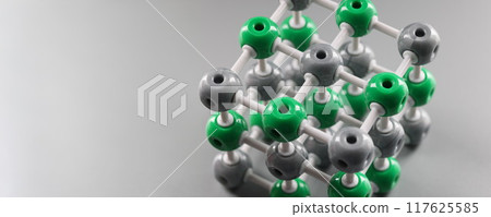 Plastic model of a molecule, crystal lattice of an atom Plastic model of a molecule, crystal lattice of an atom 117625585
