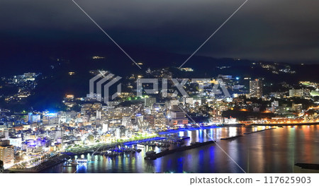 [Shizuoka Prefecture] Night view of Atami Onsen town 117625903