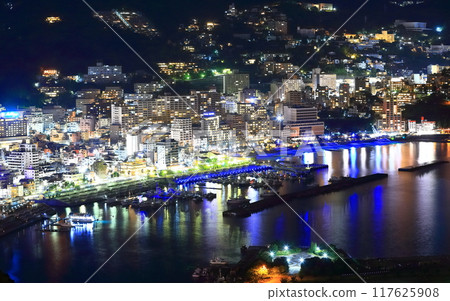 [Shizuoka Prefecture] Night view of Atami Onsen town 117625908