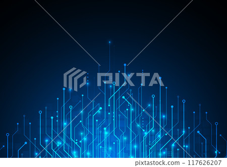 Abstract background with technology circuit board texture. Artificial intelligence electronic board. Communication and engineering concept. Vector illustration Abstract background with technology circuit board texture. Artificial intelligence electronic board. Communication and engineering concept. Vector illustration 117626207