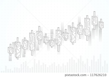 Business candle stick graph chart of stock market investment trading on white background design. Bullish point, Trend of graph. Vector illustration Business candle stick graph chart of stock market investment trading on white background design. Bullish point, Trend of graph. Vector illustration 117626210
