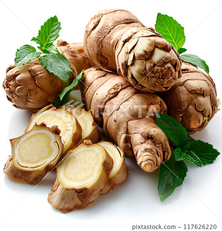 Green French artichoke, white isolated background - AI generated image Green French artichoke, white isolated background - AI generated image 117626220