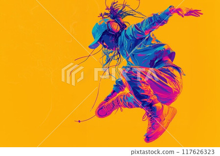 擺出打破姿勢的年輕女子 擺出打破姿勢的年輕女子 117626323