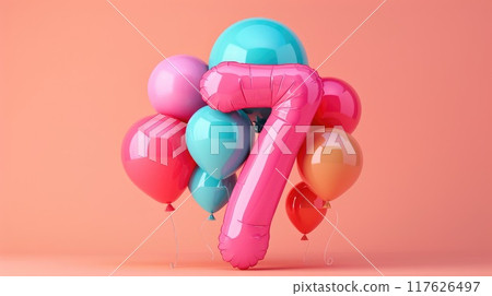number seven colorful birthday balloon illustration number seven colorful birthday balloon illustration 117626497