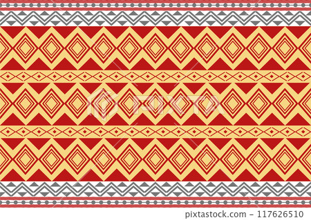 Geometric ethnic pattern. Geometric ethnic pattern, Native American tribal fabric design for clothing, textile, wrapping, background, wallpaper, carpet, embroidery, vector, illustration design  117626510