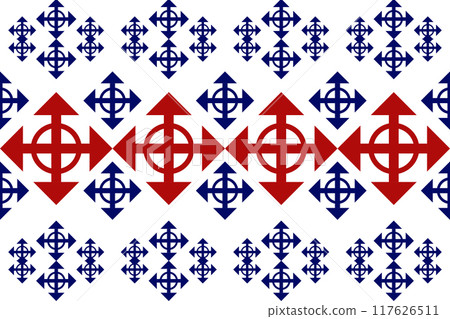 Geometric ethnic pattern. Geometric ethnic pattern, Native American tribal fabric design for clothing, textile, wrapping, background, wallpaper, carpet, embroidery, vector, illustration design  117626511