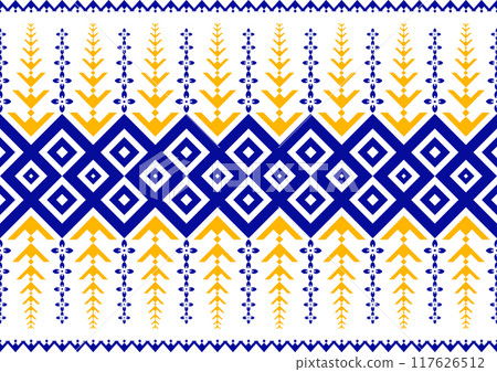 Geometric ethnic pattern. Geometric ethnic pattern, Native American tribal fabric design for clothing, textile, wrapping, background, wallpaper, carpet, embroidery, vector, illustration design  117626512