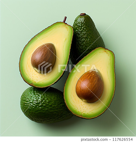 Avocado, ecological food, healthy food, isolated background - AI generated image 117626554