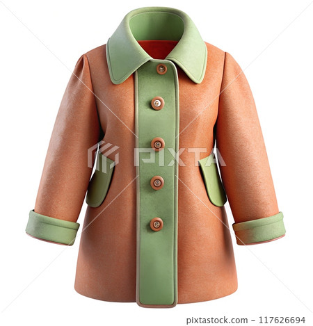 Stylish light pink winter coat with side pockets, warm winter fashion clothing 117626694