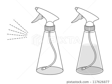 Transparent spray bottle (with and without water) and mist parts 117626877