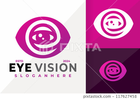 Letter E Eye Logo design vector symbol icon illustration 117627458