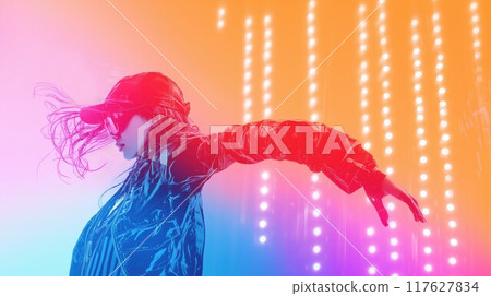 Young woman striking a breaking pose Young woman striking a breaking pose 117627834