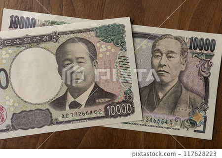 新紙幣和舊紙幣 10,000 日元 117628223