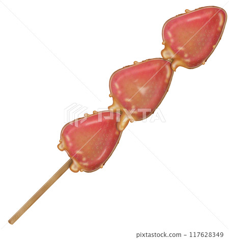strawberry tanghulu candied coating syrup of Chinese snacks fruits,Sweet dessert hand drawn illustrations strawberry tanghulu candied coating syrup of Chinese snacks fruits,Sweet dessert hand drawn illustrations 117628349