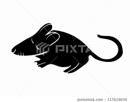 Vector isolated illustration of mouse silhouette on white background. Vector isolated illustration of mouse silhouette on white background. 117628639