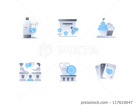 Summer holidays and activities - flat design style icons set Summer holidays and activities - flat design style icons set 117628647